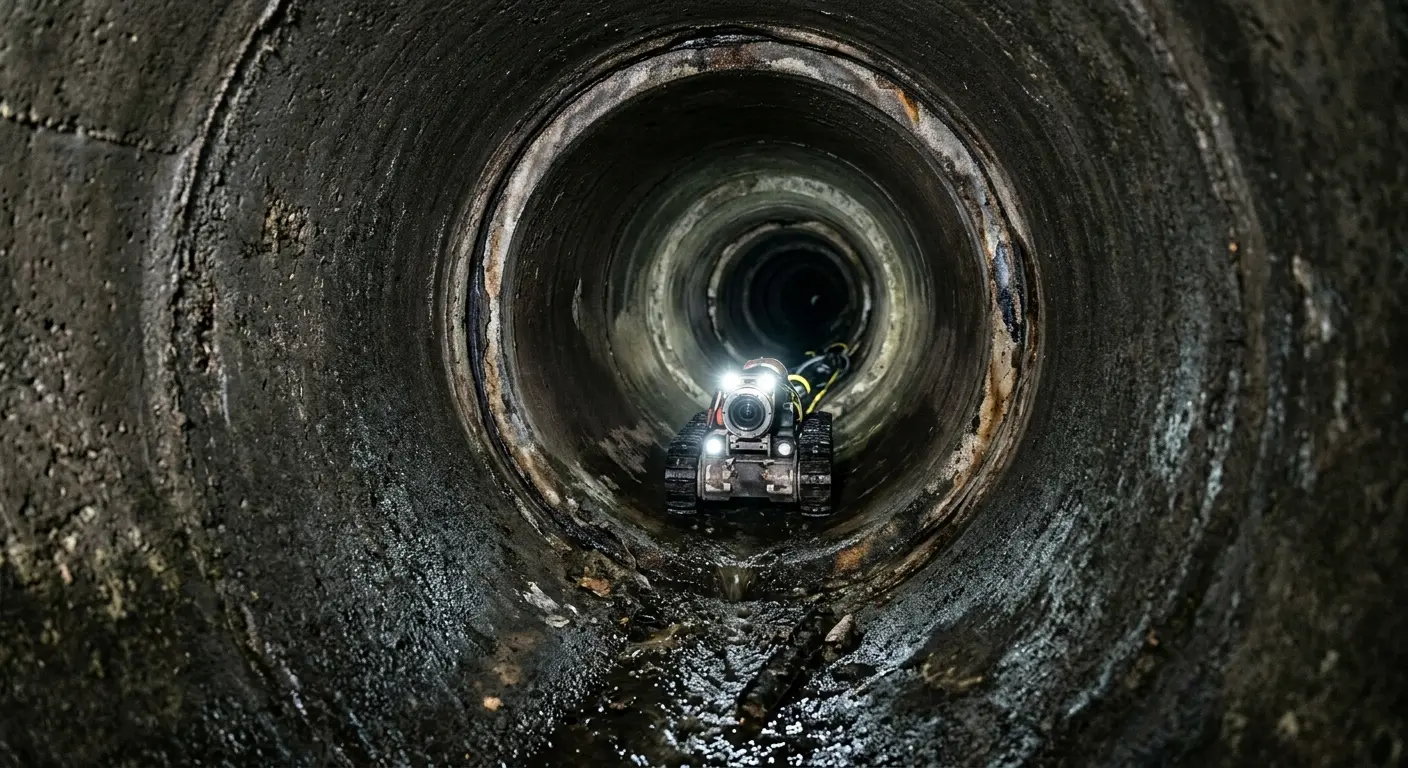 Robotic sewer camera inspecting pipe interior for Drain Snake Service in Knik-Fairview